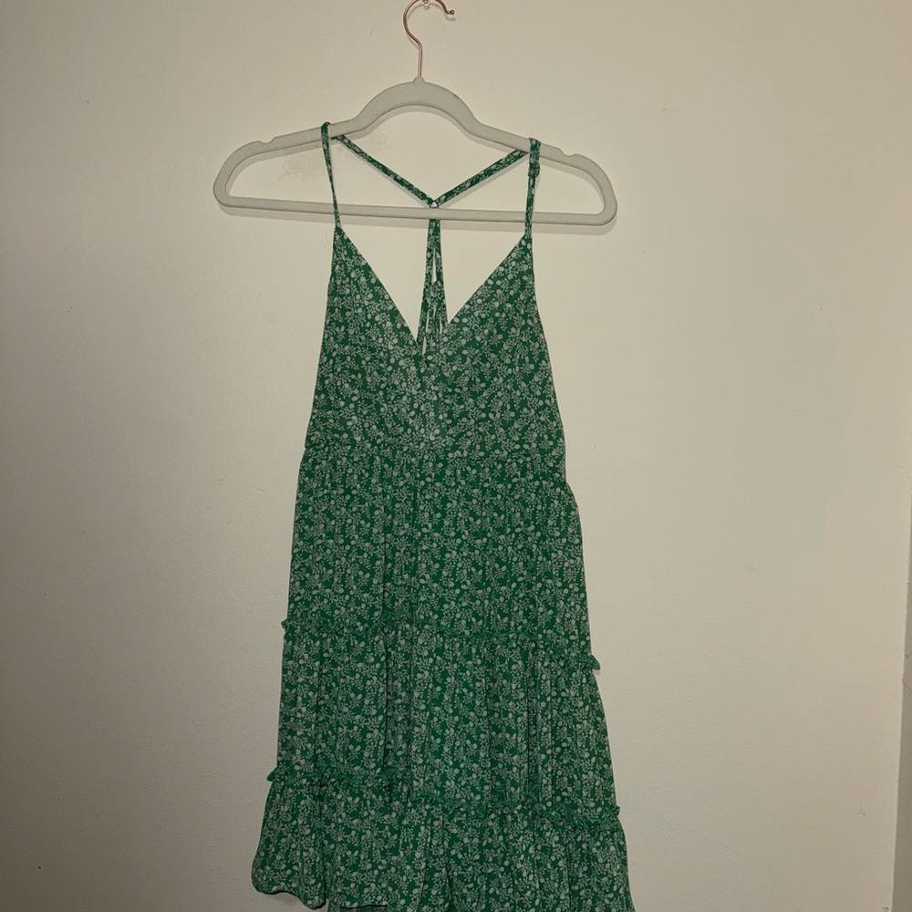 Green Floral Strappy Dress